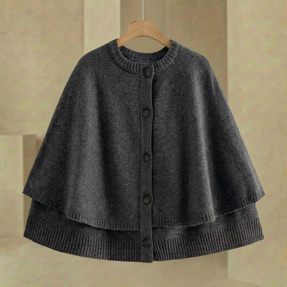Women's Cape Cardigan Button Front Cropped Knit Jacket 2
