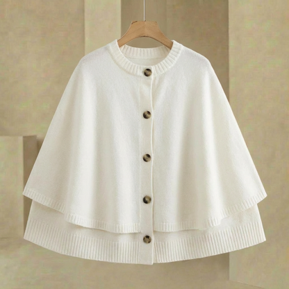 Women's Cape Cardigan Button Front Cropped Knit Jacket 1