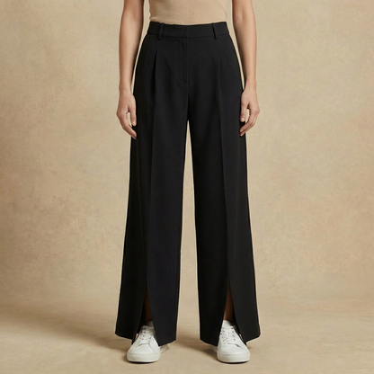 Women's Wide Leg Trousers High-Rise Split Front Pleated 3