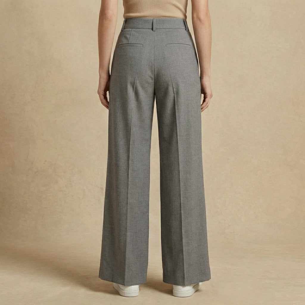 Women's Wide Leg Trousers High-Rise Split Front Pleated 2