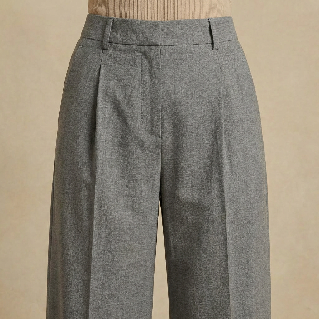 Women's Wide Leg Trousers High-Rise Split Front Pleated 5