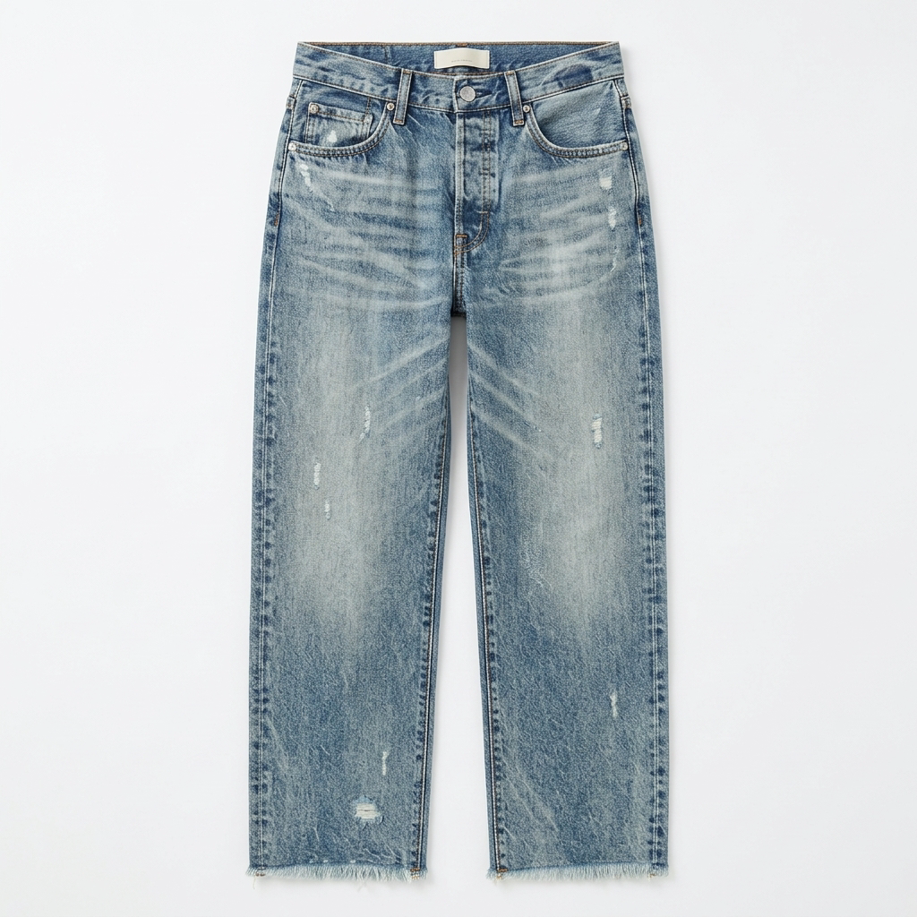 Women's Cropped Straight Leg Jeans | Fringed Hem & Relaxed Fit 16