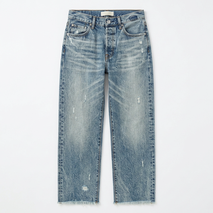 Women's Cropped Straight Leg Jeans | Fringed Hem & Relaxed Fit 16