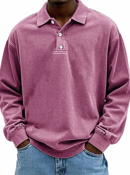Howard | Men's Vintage Long Sleeve Relaxed-Fit Polo Shirt