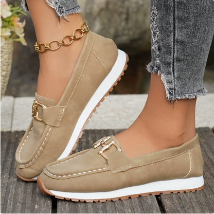 Women's Buckle Loafers Comfort Insole Slip On Flats 4