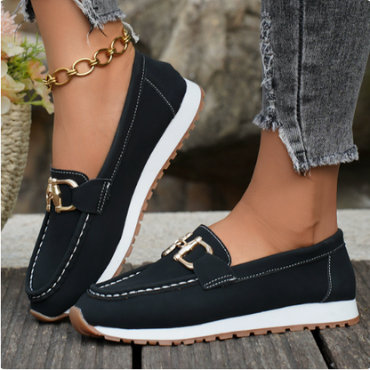 Women's Buckle Loafers Comfort Insole Slip On Flats 3