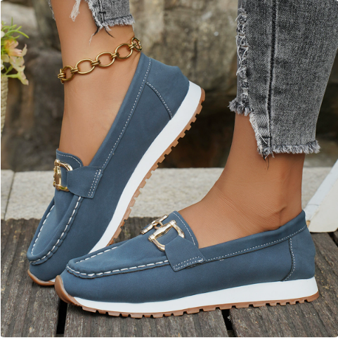 Women's Buckle Loafers Comfort Insole Slip On Flats 1