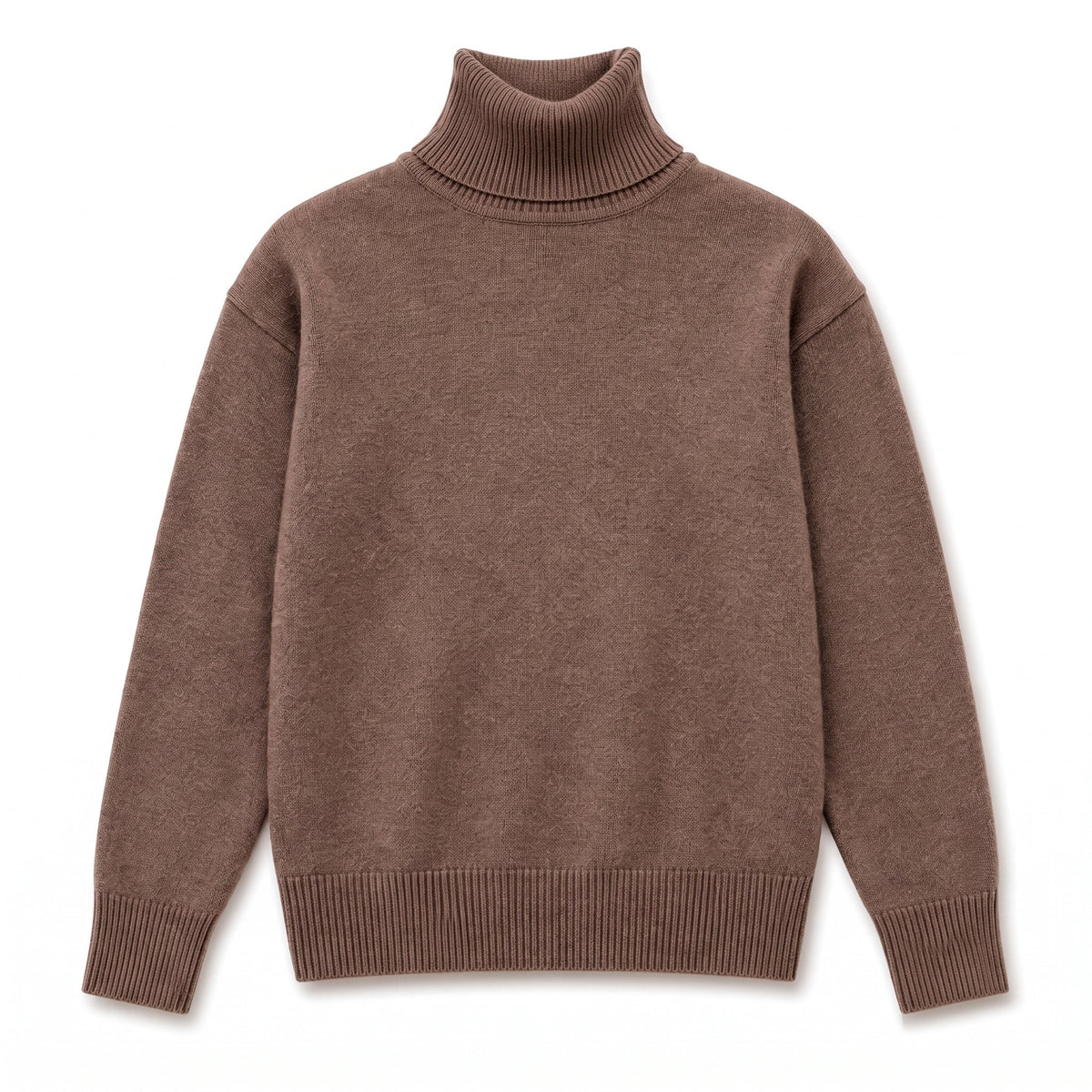 Isabella - Women's Oversized High-Neck Jumper with Ribbed Cuffs - Sweaters - Brown - Davies & Cooper
