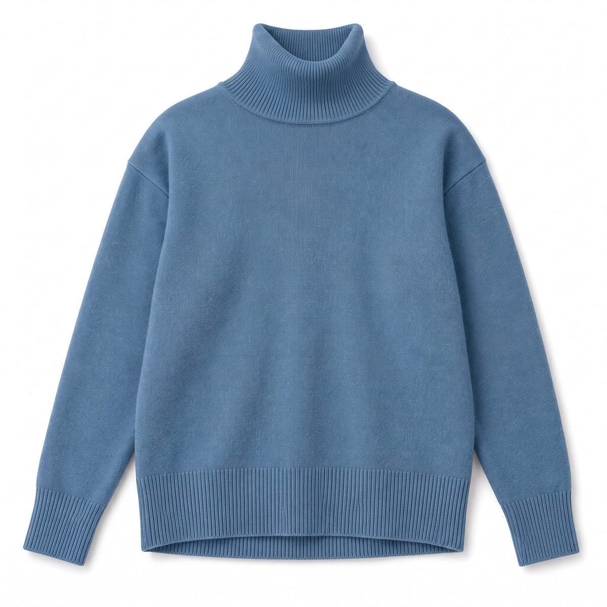 Isabella - Women's Oversized High-Neck Jumper with Ribbed Cuffs - Sweaters - Light Blue - Davies & Cooper