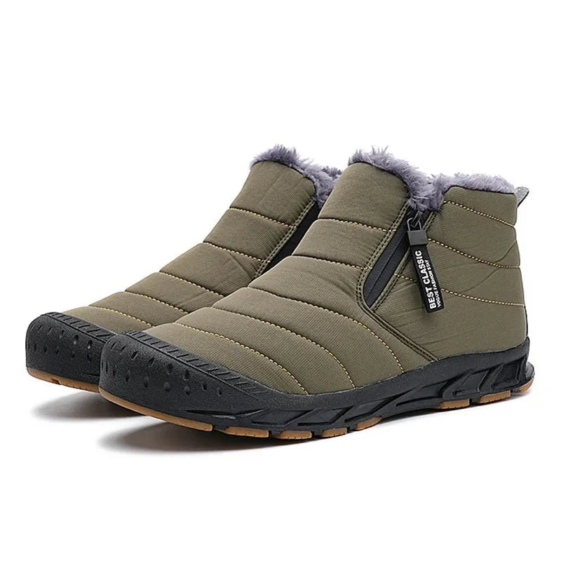 Jack - Unisex Padded Fur-Lined Snow Boots with Side Zip - Green - Davies & Cooper