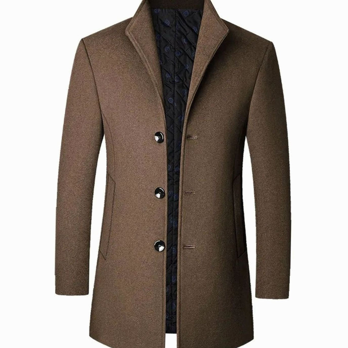 Jerome | Men's Cold Weather Tailored Wool Overcoat Stand Collar