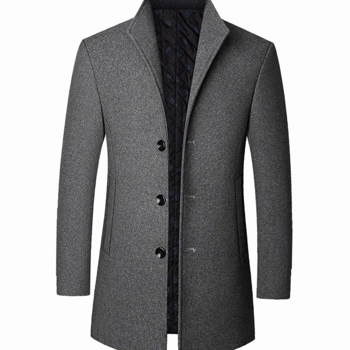 Jerome | Men's Cold Weather Tailored Wool Overcoat Stand Collar