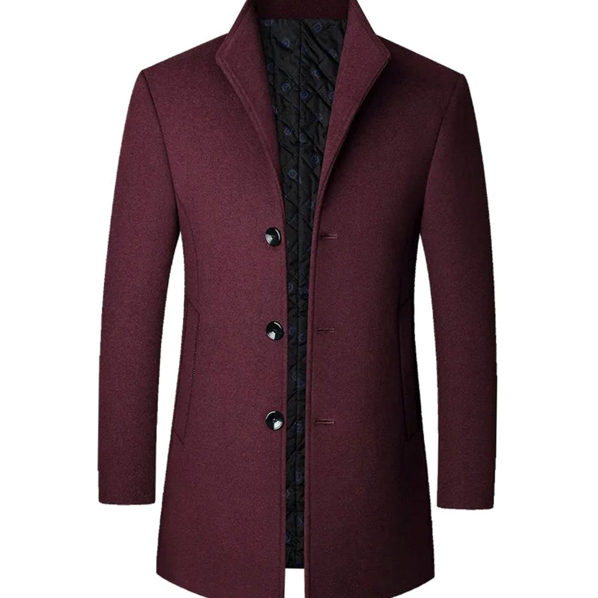 Jerome | Men's Cold Weather Tailored Wool Overcoat Stand Collar