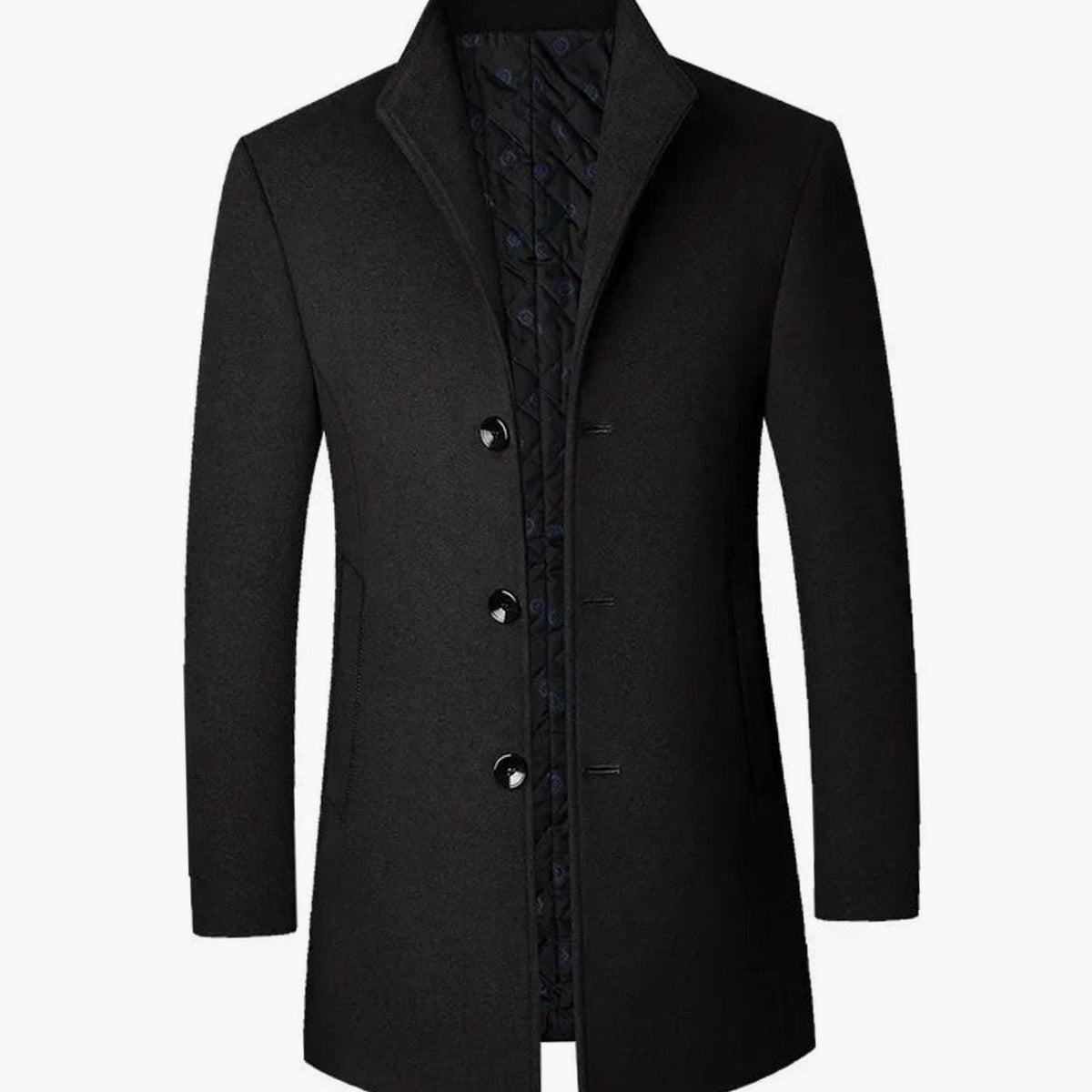 Jerome | Men's Cold Weather Tailored Wool Overcoat Stand Collar