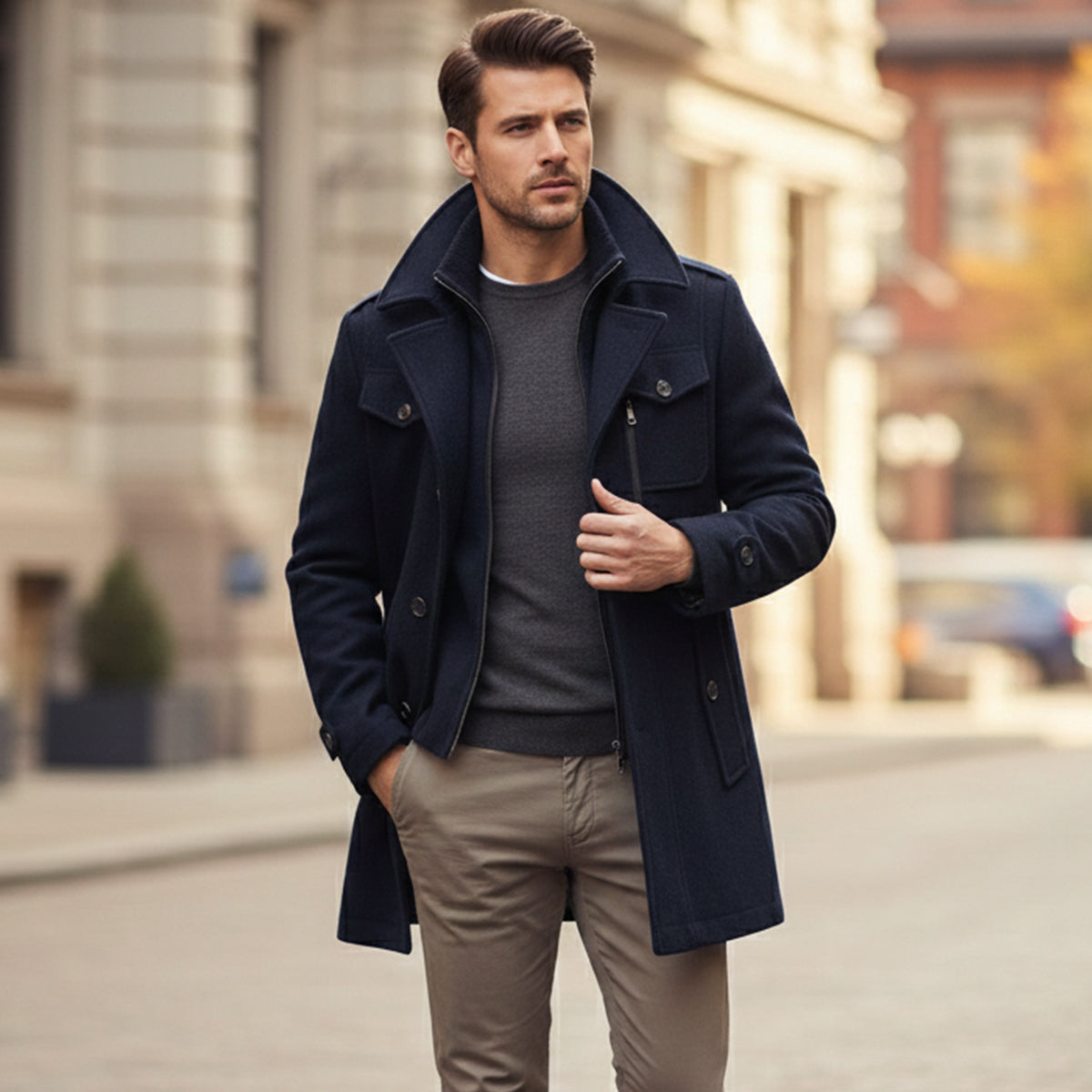Men's Elegant Winter Wool Blend Coat
