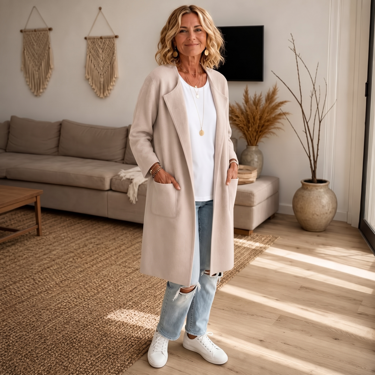 Women's Open-Front Longline Coat | Drapes Without Pulling 2