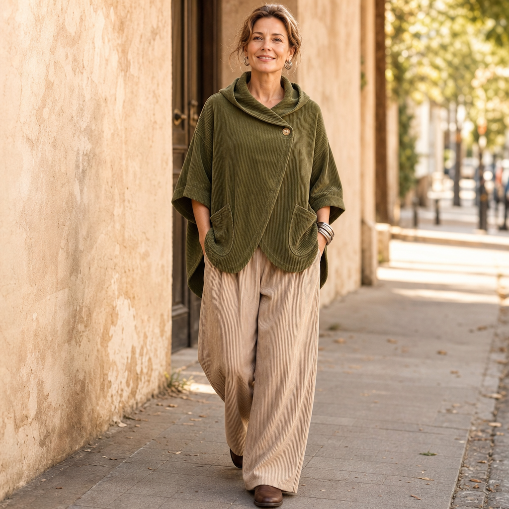 Women's Hooded Poncho | Angled Hem & Cosy Warmth 2