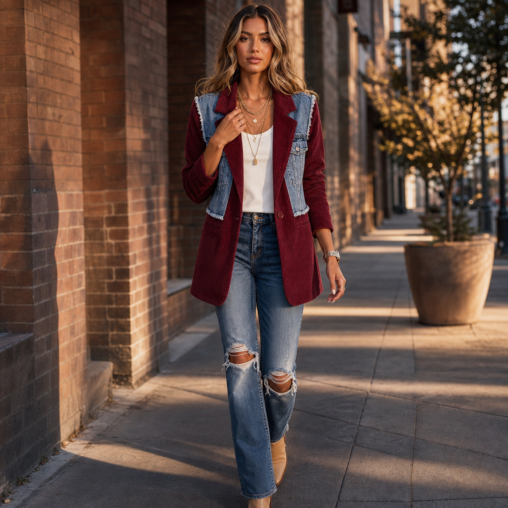 Women's Panel Blazer | Two Fabrics, One Easy Layer 2