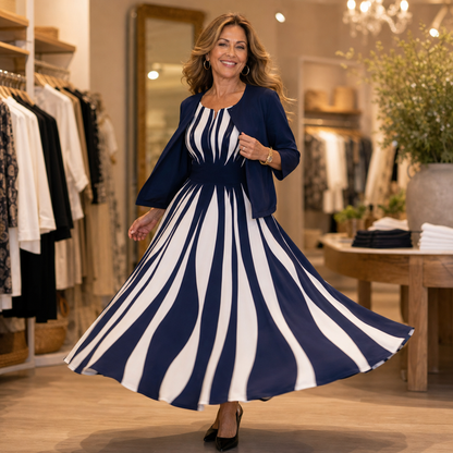 Women's Striped Maxi Dress Set | Two-Piece & Wrinkle Resistant 2