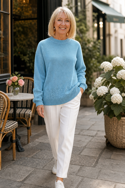 Women's Cable Knit Sweater | Structured Collar & Cuffs 2