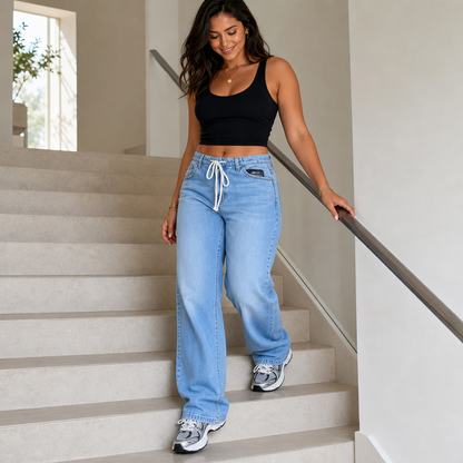 Women's Wide-Leg Jeans | Drawstring Waist & Comfort Fit 3