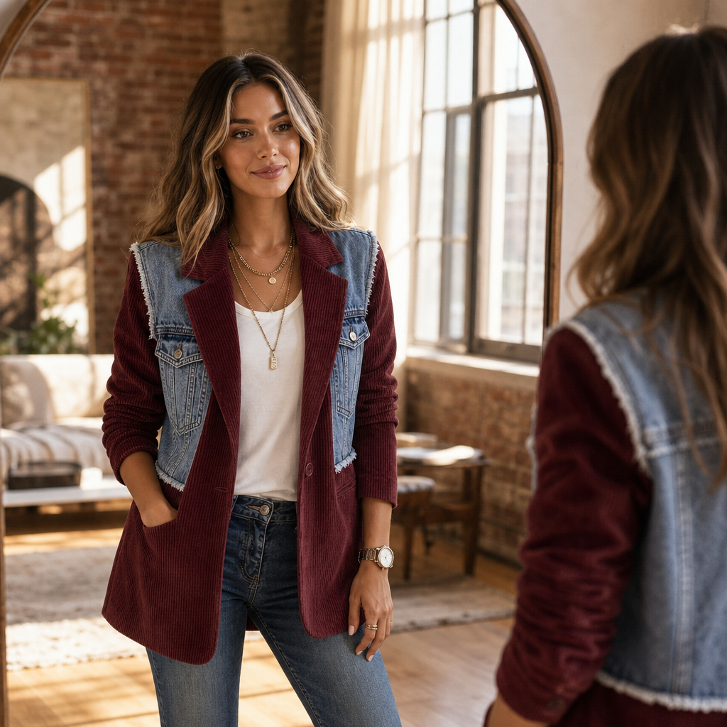 Women's Panel Blazer | Two Fabrics, One Easy Layer 3