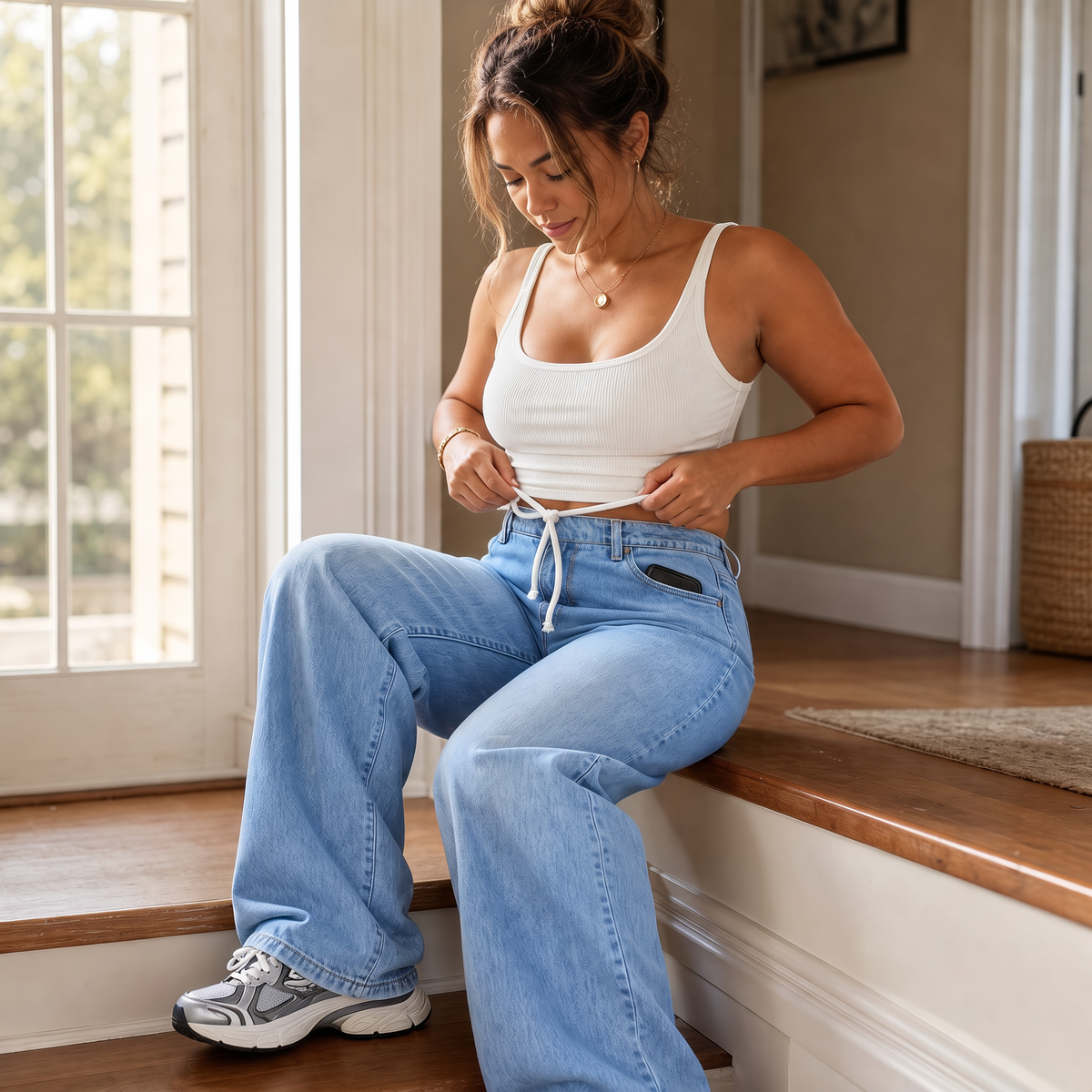 Women's Wide-Leg Jeans | Drawstring Waist & Comfort Fit 5