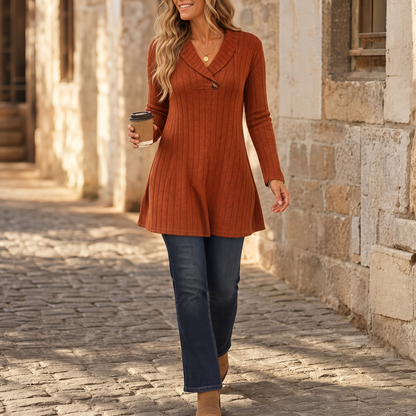 Women's Ribbed V-Neck Knit Top | Slim Fit & Shape Retention 4