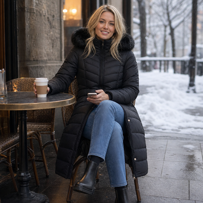 Women's Longline Puffer Coat | Windproof & Warm 4