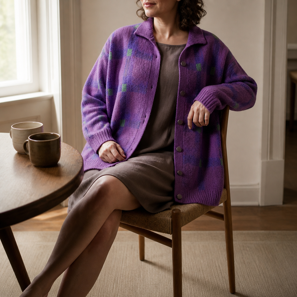 Women's Oversized Cardigan | Structured Collar & Button Front 4