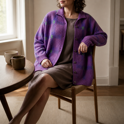 Women's Oversized Cardigan | Structured Collar & Button Front 4