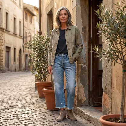 Women's Cropped Straight Leg Jeans | Fringed Hem & Relaxed Fit 5