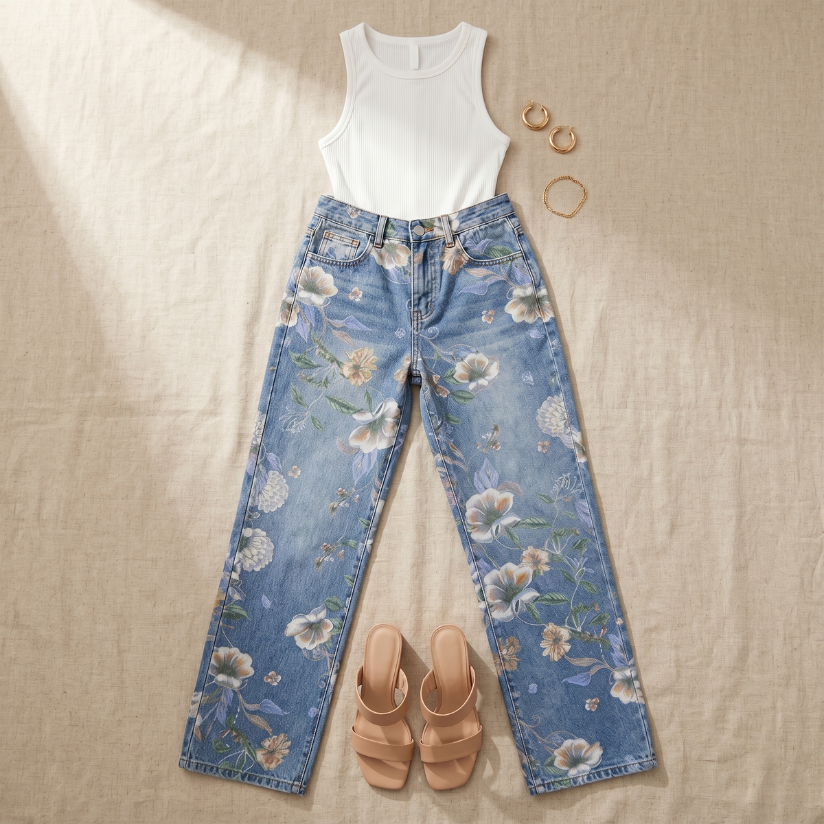 Women's Wide-Leg Jeans | Floral Print & High-Rise Fit 5