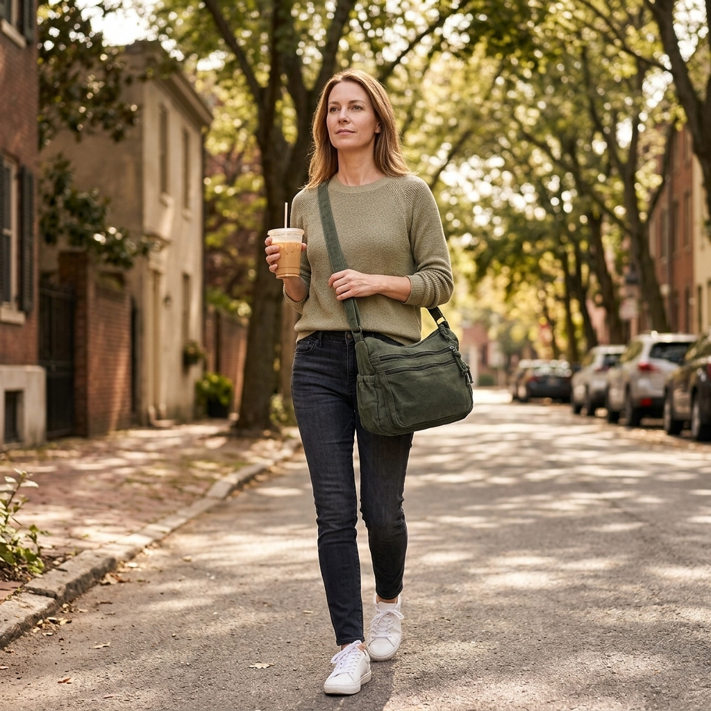 Women's Canvas Hobo Bag | 6 Pockets & Lightweight 4