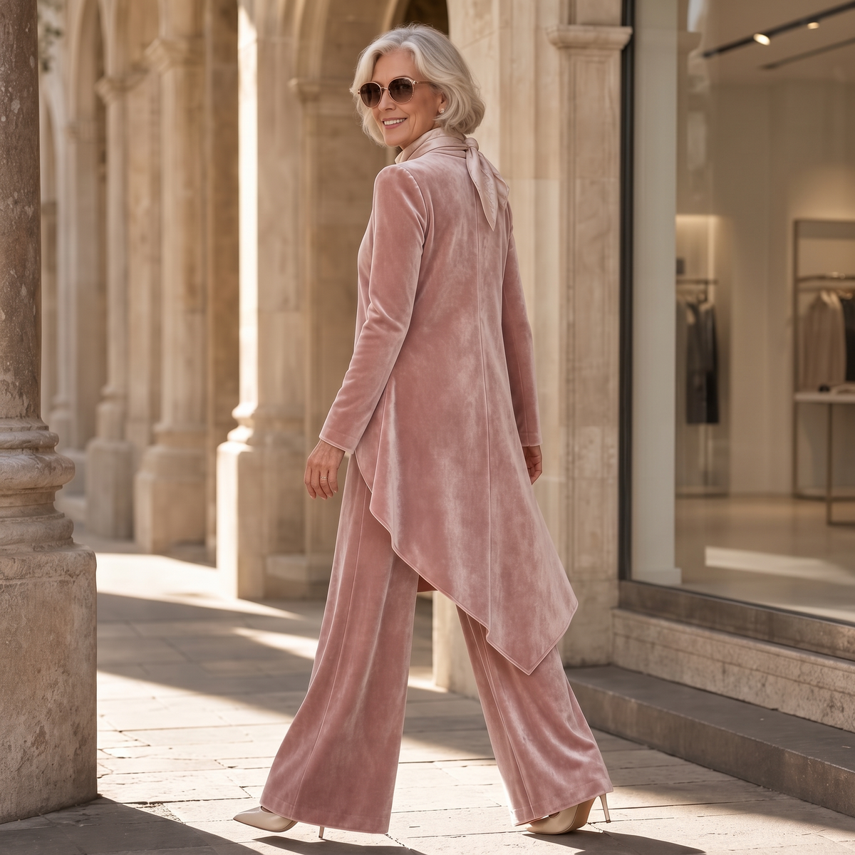 Women's Top & Trouser Set | Draped Design & Wide-Leg Fit 6
