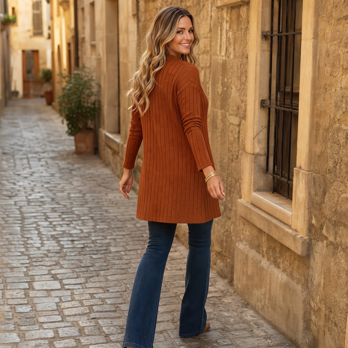Women's Ribbed V-Neck Knit Top | Slim Fit & Shape Retention 5
