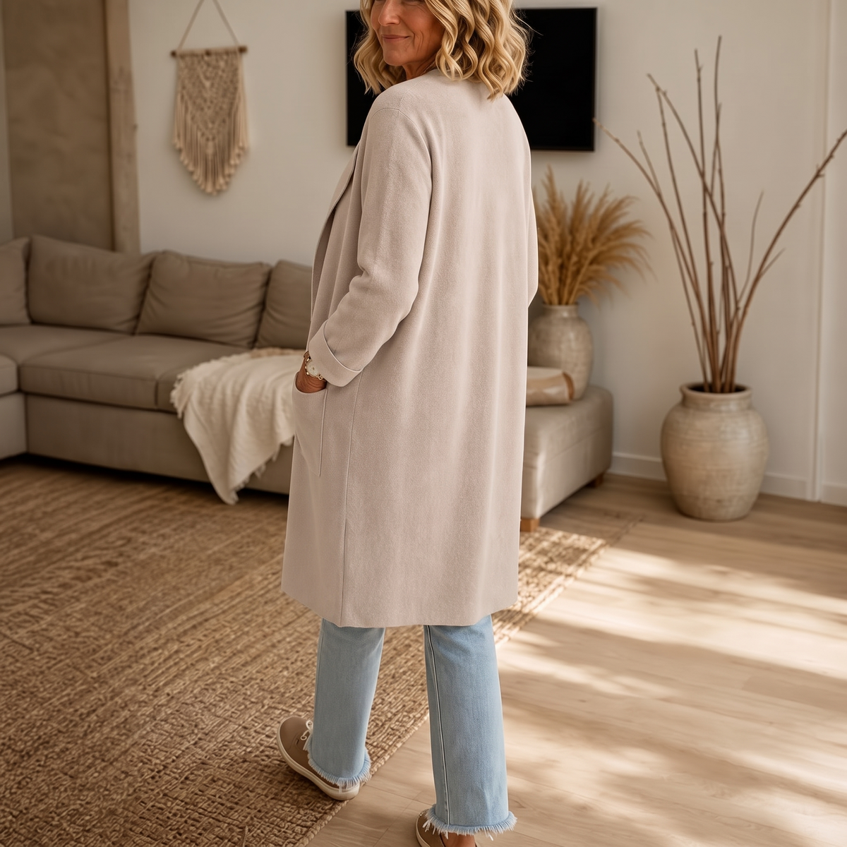 Women's Open-Front Longline Coat | Drapes Without Pulling 4
