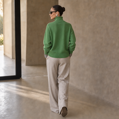 Women's Mock Neck Sweater | Asymmetric Buttons 3