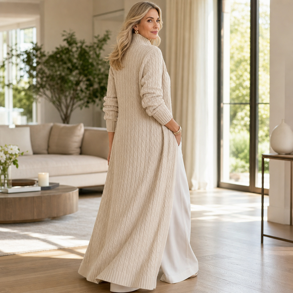 Women's Cable-Knit Duster Cardigan | Open-Front & Flattering Fit 6