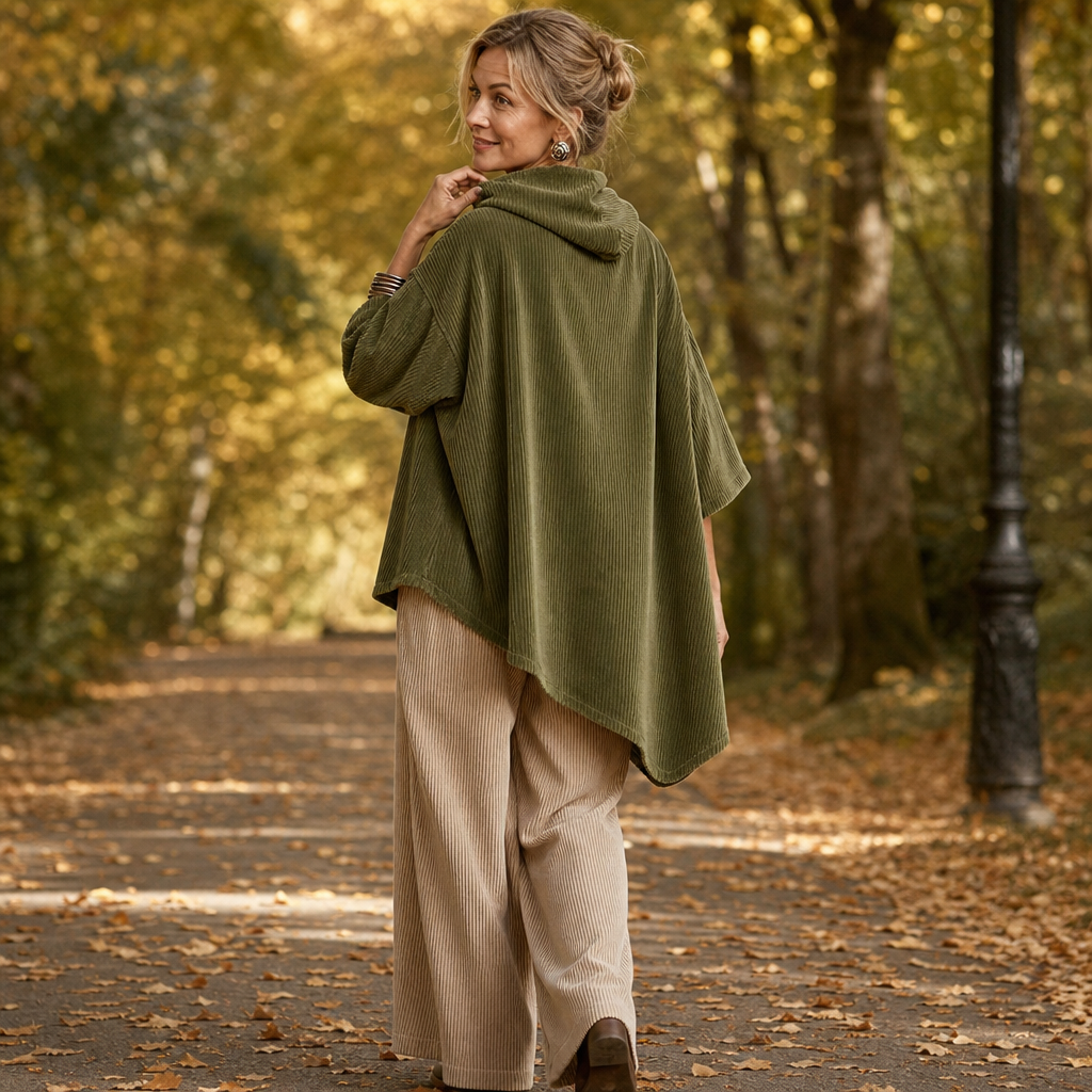Women's Hooded Poncho | Angled Hem & Cosy Warmth 5