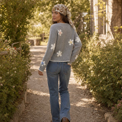 Women's Floral Appliqué Cardigan | Cropped & Warm 6