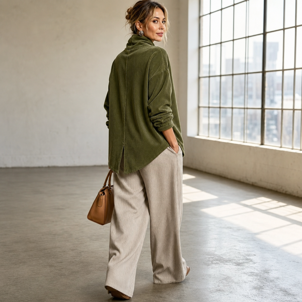 Women's Funnel Neck Top | Asymmetric Placket Design 6