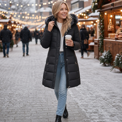 Women's Longline Puffer Coat | Windproof & Warm 6