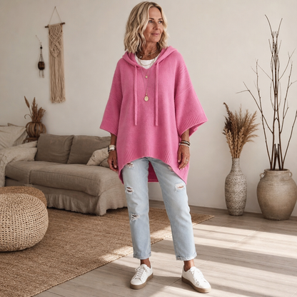 Women's Open-Knit Hoodie | Frayed-Edge Oversized Fit 7