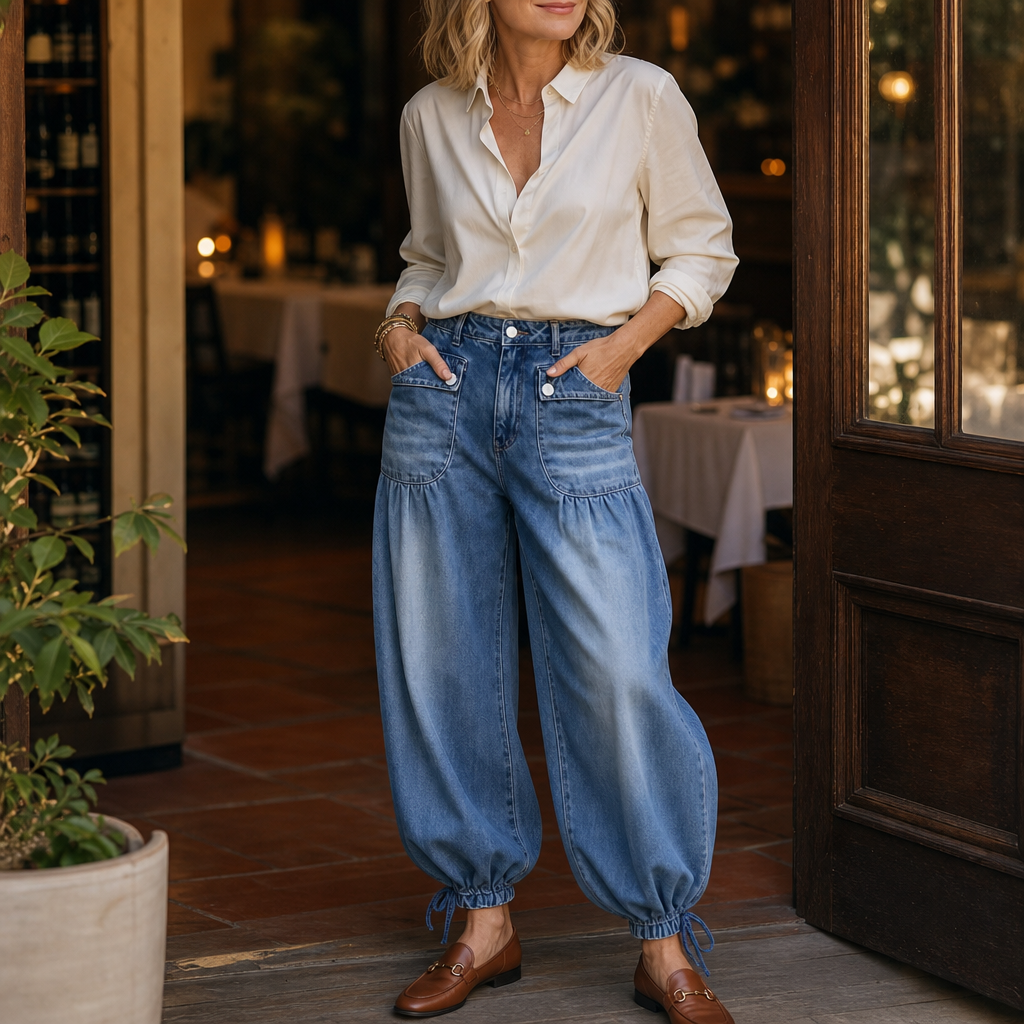 Women's Wide-Leg Jeans | Drawstring Balloon Shape 6