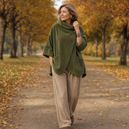 Women's Hooded Poncho | Angled Hem & Cosy Warmth 6