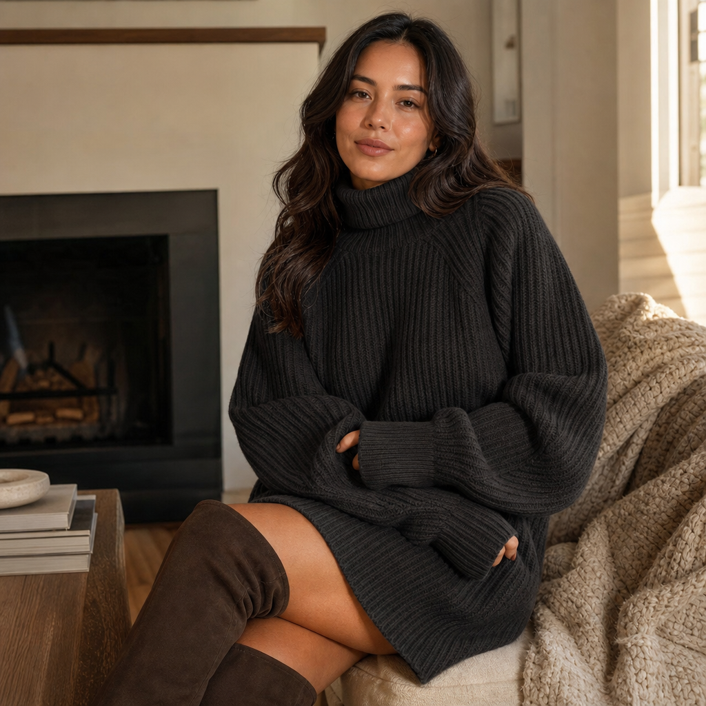 Women's Sweater Dress | High Neck & Relaxed Fit 6