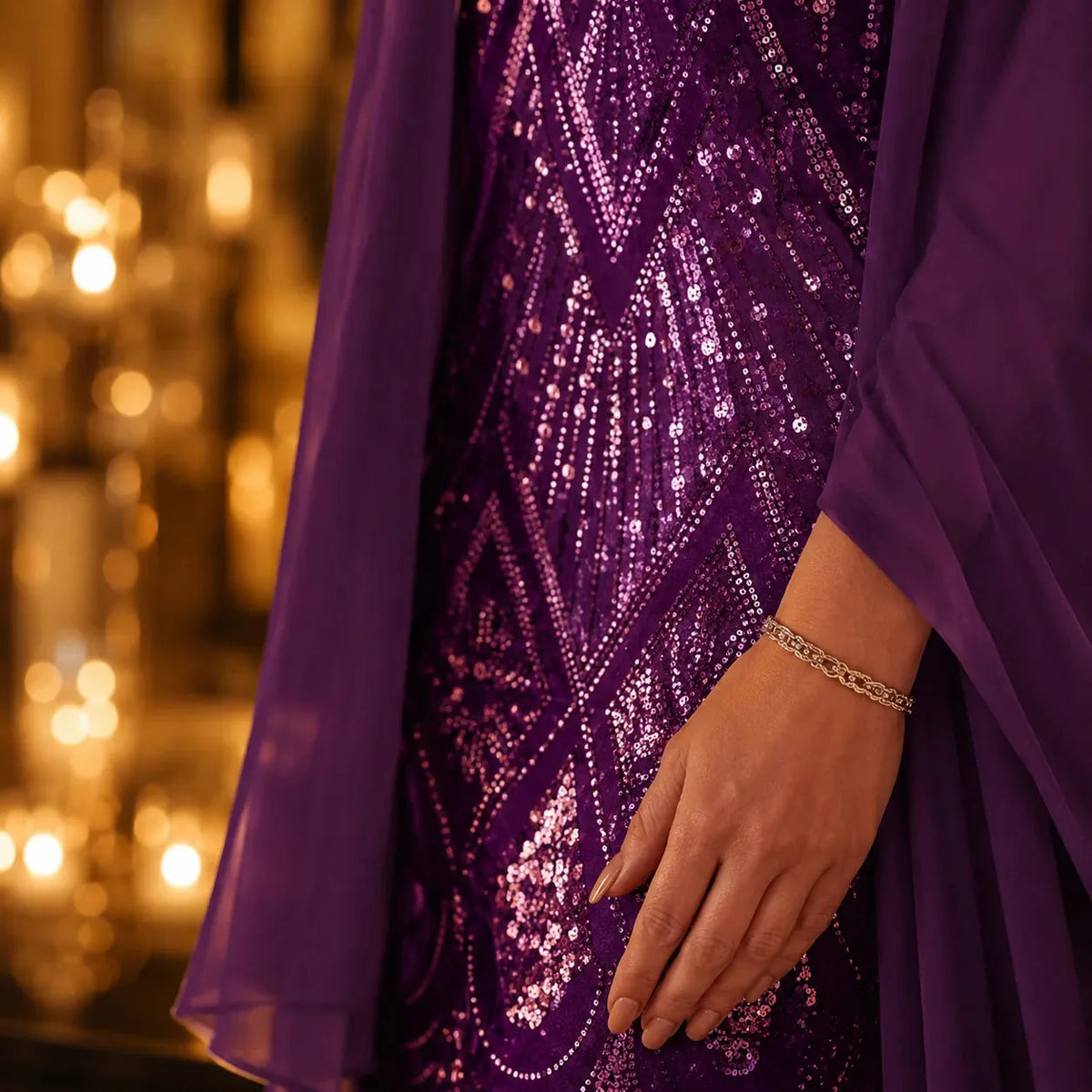 Women's Two-Piece Sequin Dress | Sheer Jacket & Shimmer Design 4