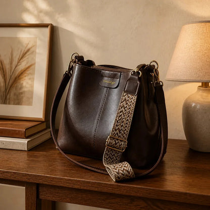 Women's Bucket Shoulder Bag | Two Straps & Vintage Finish 6