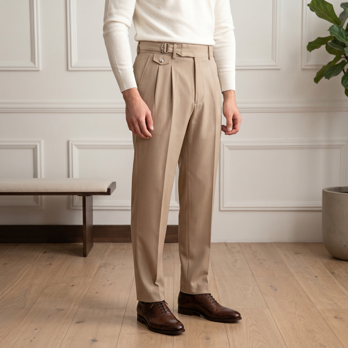 Men's Gurkha Trousers | Double-Buckle Waist & Stretch Comfort 7